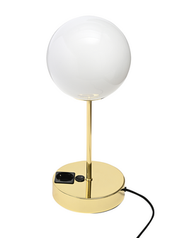 Lampe med indbygget 230v strøm udtag – Guld/messing